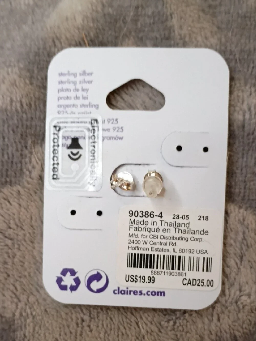 Claire's Purple and White Unicorn Pet Earrings